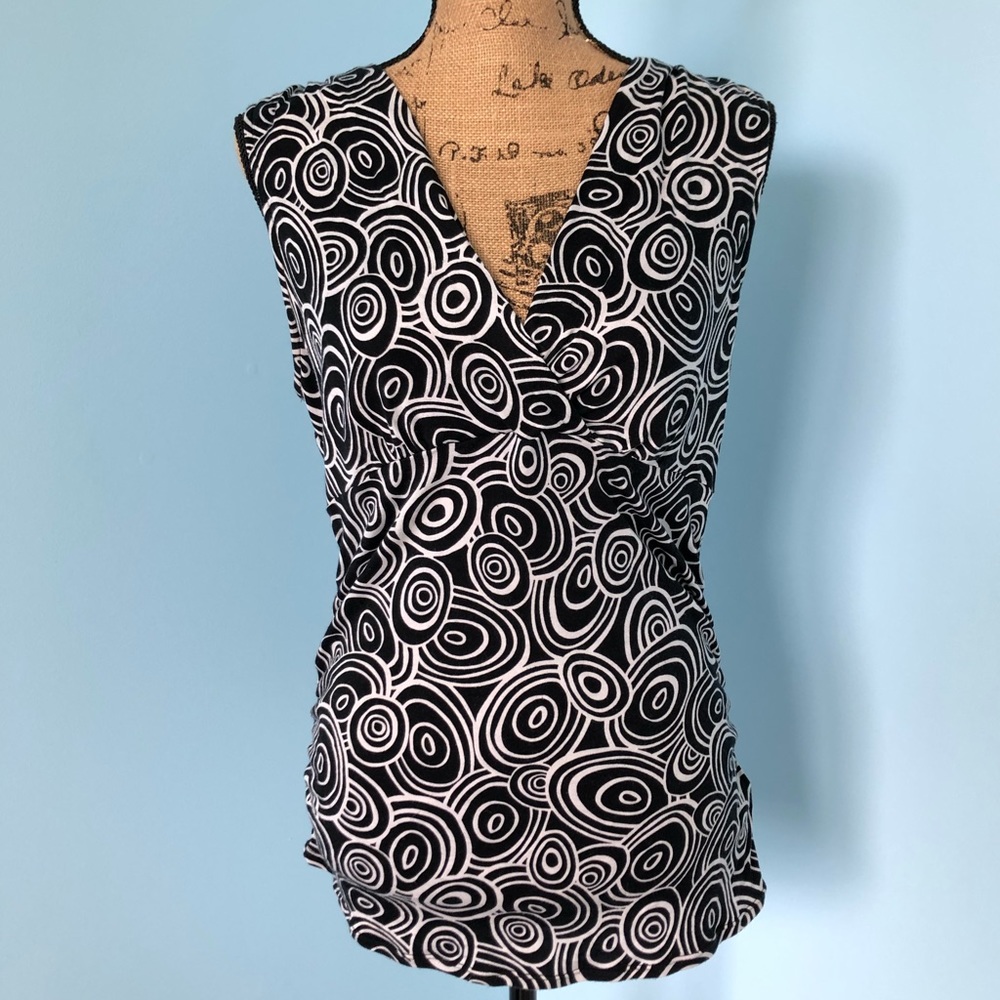 Black Cotton Tank with White Swirls- Day to Night